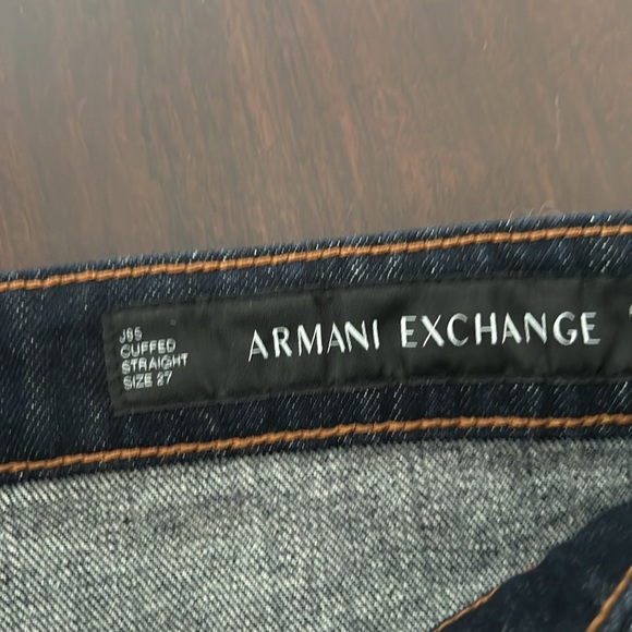 Armani Exchange Hi Waist Cuff Straight Ankle Dark Wash Jeans Women size 27 - Picture 14 of 17
